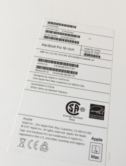 Box MacBook Pro 16 Inch A2485  2021  2